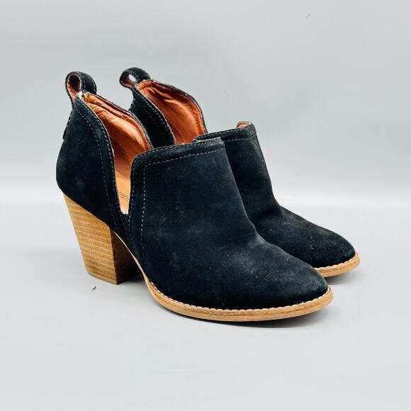 Jeffrey Campbell Shoes Womens 6 Black Suede Cutout Ankle Booties Block Heel - Picture 2 of 10